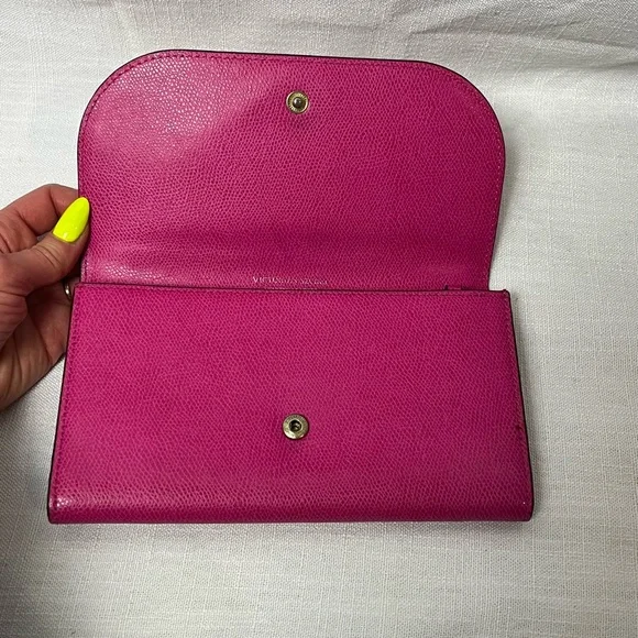Y2K vintage Victoria's Secret Pink Clutch / Leather Long Wallet Gold Hardware - Picture 2 of 11
